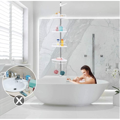 Etajera de colt pentru baie 4 rafturi Alb