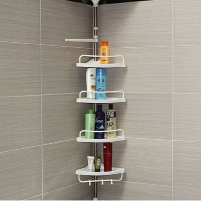 Etajera de colt pentru baie 4 rafturi Alb