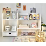 Etajeta pentru Birou cu 6 compartimente si un sertar PVC 55x14x34cm Alb