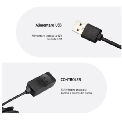 Fir RGB 5m lumina ambientala auto cu alimentare mufa USB