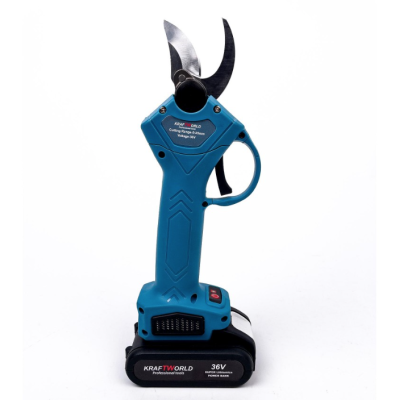 Foarfeca de gradina Kraftworld cu 2 acumulatori pentru vita de vie si crengi 36V Albastru