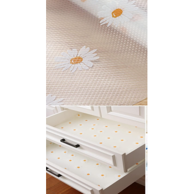 Folie de protectie pentru rafturi 45 x 300cm cu floricele albe