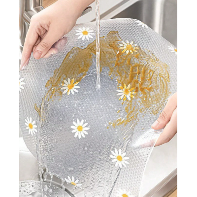 Folie de protectie pentru rafturi 45 x 300cm cu floricele albe