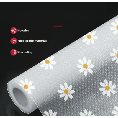 Folie de protectie pentru rafturi 45 x 300cm cu floricele albe