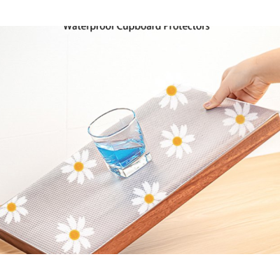 Folie de protectie pentru rafturi 45 x 300cm cu floricele albe