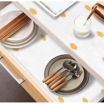 Folie de protectie pentru rafturi 45 x 300cm cu floricele albe