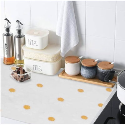 Folie de protectie pentru rafturi 45 x 300cm cu floricele albe