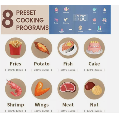 Friteuza cu Aer Cald 8L cu 8 programre LEIHMANN