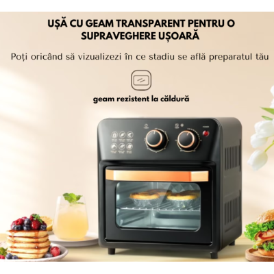 Friteuza cu aer cald retro (cuptor electric) cu prajitor de paine cuptor cu convectie de 12 l pentru casa