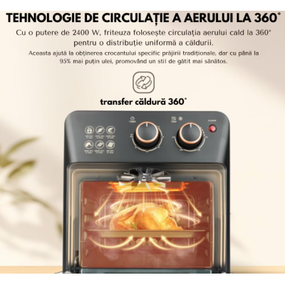 Friteuza cu aer cald retro (cuptor electric) cu prajitor de paine cuptor cu convectie de 12 l pentru casa