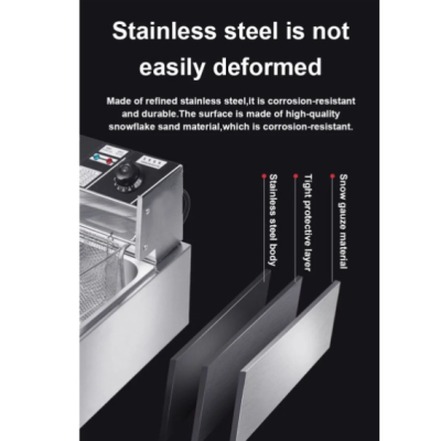 Friteuza Electrica Capacitate 6 litri din Inox Putere 2500W Uz Profesional sau Personal