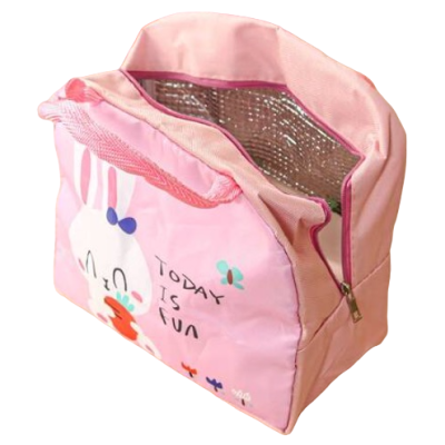 Geanta de pranz termica din panza Pink Bunny
