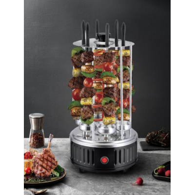 Gratar electric vertical 1500W cu 8 gauri 16 8 cupe ulei DSP frigarui detasabile carcasa de protectie