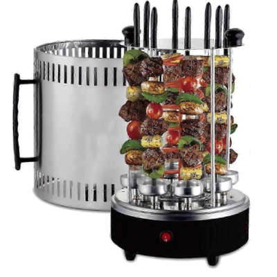 Gratar electric vertical 1500W cu 8 gauri 16 8 cupe ulei DSP frigarui detasabile carcasa de protectie