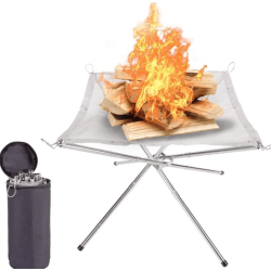 Gratar pliabil pentru camping cu plasa din otel inoxidabil