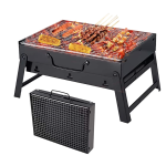 Gratar portabil tip valiza pentru gradina camping plaja din metal negru 27cmx35cmx23cm