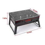 Gratar portabil tip valiza pentru gradina camping plaja din metal negru 27cmx35cmx23cm