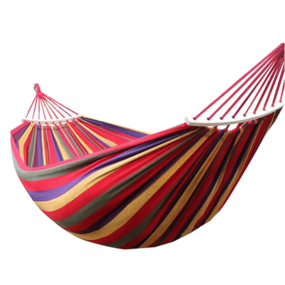 Hamac de gradina pentru o persoana multicolor 190x80 cm cu bara lemn 40 cm