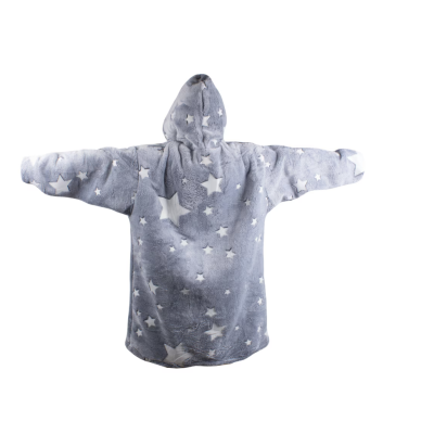 Hanorac patura cu gluga si maneci insertii fosforescente calduros si pufos buzunar spatios baietei