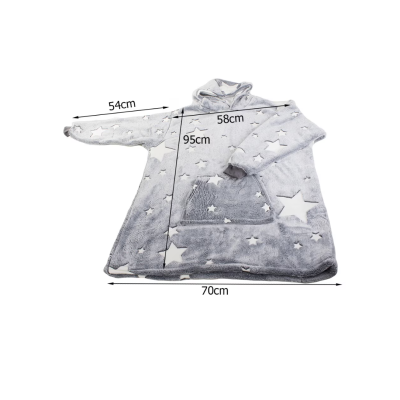 Hanorac patura cu gluga si maneci insertii fosforescente calduros si pufos buzunar spatios baietei