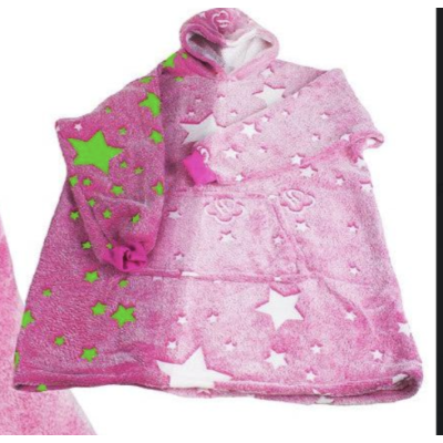 Hanorac patura cu gluga si maneci insertii fosforescente calduros si pufos buzunar spatios fetite