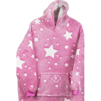 Hanorac patura cu gluga si maneci insertii fosforescente calduros si pufos buzunar spatios fetite