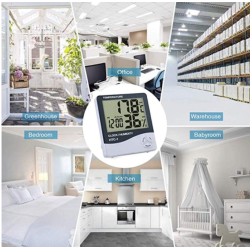 Higrometru HTC-1 cu Termometru De Camera si Ceas cu Ecran LCD