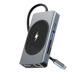 Hub cu 9 porturi diferite Q HU666 si incarcare wireless Hub cu 9 porturi diferite Q HU666 si incarcare wireless