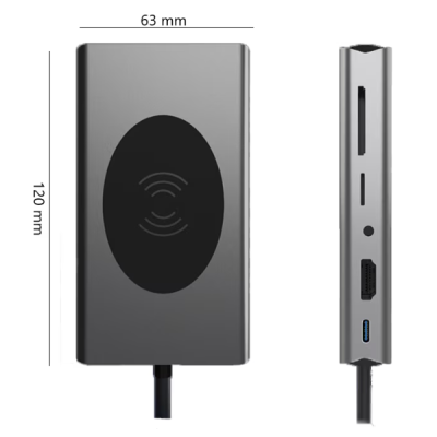 Hub cu 9 porturi diferite Q HU666 si incarcare wireless