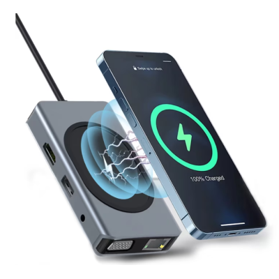 Hub cu 9 porturi diferite Q HU666 si incarcare wireless