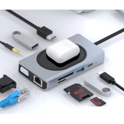 Hub cu 9 porturi diferite Q HU666 si incarcare wireless