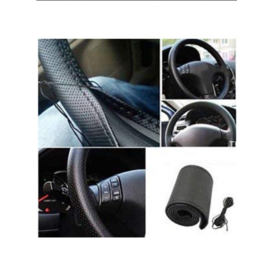 Husa volan Neagra cu ac si ata imitatie piele