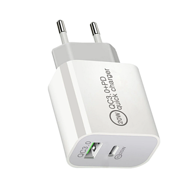 Incarcator de retea rapid PD20W2 porturi USB  compatibil IOS Android