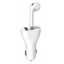 Incarcator auto cu casca wireless inclusa conectare bluetooth Alb