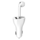 Incarcator auto cu casca wireless inclusa conectare bluetooth Alb