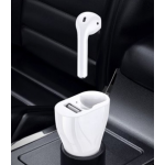 Incarcator auto cu casca wireless inclusa conectare bluetooth Alb