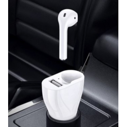 Incarcator auto cu casca wireless inclusa conectare bluetooth Alb