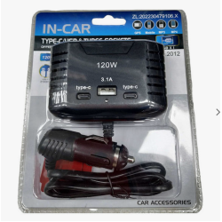 Incarcator auto la bricheta 120W cu 3 prize USB