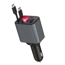 Incarcator auto multifunctional 4 in 1 ZTB A26 cabluri retractabile si iluminare LED