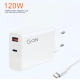 Incarcator de priza 120W inclus cablu 6A USB la USB C transfer date si incarcare