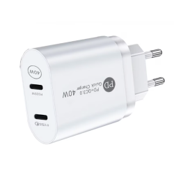 Incarcator de priza rapid PD cu USB C 2 porturi 40W Incarcator de priza rapid PD cu USB C 2 porturi 40W