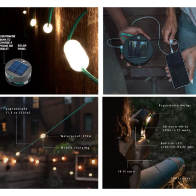 Incarcator solar extensibil tip power bank LED cu USB