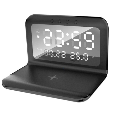 Incarcator Wireless 2 in 1 si Ceas cu Afisaj LED 168.4 x 119.2 x 19.2 mm