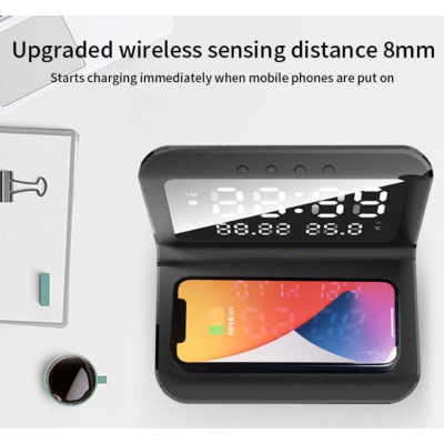 Incarcator Wireless 2 in 1 si Ceas cu Afisaj LED 168.4 x 119.2 x 19.2 mm