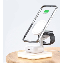 Incarcator Wireless 4 in 1 cu LED Model 991 pentru Telefon Ceas Casti 