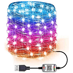 Instalatie luminoasa inteligenta, bluetooth 4.0, control din aplicatie, conectare prin USB, 5 metri, multicolora