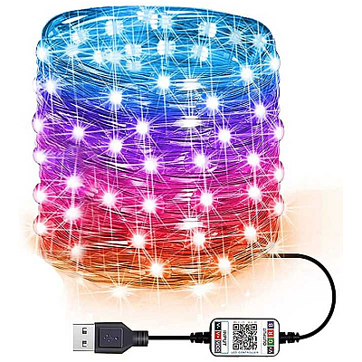 Instalatie luminoasa inteligenta bluetooth 4.0 control din aplicatie conectare prin USB 8 metri multicolora