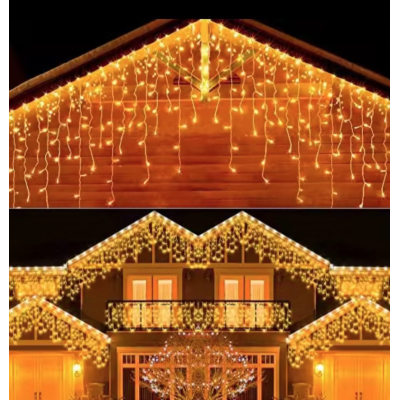 Instalatie 12 metri ALB CALD 300 LED tip turturi franjuri