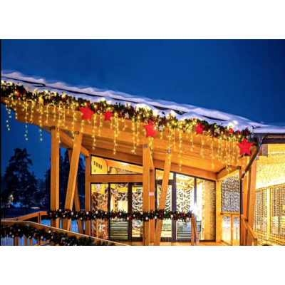 Instalatie 12 metri ALB CALD 300 LED tip turturi franjuri