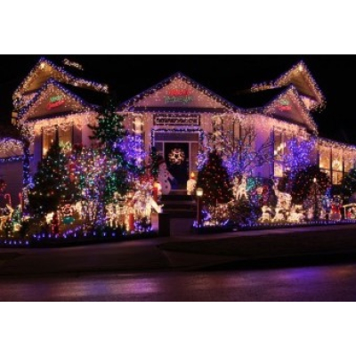 Instalatie 12 metri MULTICOLOR 300 LED tip turturi franjuri